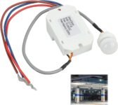 Alcance de 6M 120°, Mini Detector de Movimiento Infrarrojo Ajustable para Interiores, Detector de Movimiento, Ajuste de Tiempo de Retardo y Sensibilidad a la Luz, 220-240V