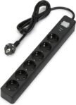 Amazon Basics Regleta con 6 Tomas y Protección contra Sobretensiones, Regleta con Regleta, Tapones de Seguridad, Cable de 1,4 m, 6 Tomas, 600 J, Negro