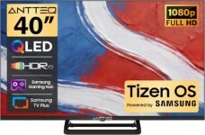 Antteq MEMC HDR10 40″ FHD QLED Smart TV de montaje central con sistema operativo Tizen con AppleTV+ Netflix Freeview Game Hub, MEMC HDR10, ideal para sala de estar