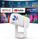 Aurzen D1 Air Proyector Portátil con Netflix y Youtube, Proyector Inteligente con WiFi y Bluetooth, Alimentado por USB-C, Ajuste Automático, Audio Dolby de 16W, 1080P y HDR10, Soporta 4K, Exterior