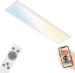 BRILONER – Lámpara de Techo LED Funciona con Alexa, Aplicación y Control por Voz, Blanco Cálido Ajustable a Blanco Frío, Lámpara Inteligente para el Salón del Hogar, 100x25x6,5cm, Blanco