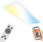 BRILONER – Smart Home LED Lámpara de Techo Plana, Control por Voz App, Regulable, CCT, Lámpara LED, Lámpara de Techo LED, Lámpara de Salón, Panel LED, Cocina, Dormitorio, 58 x 20 x 3 cm, Blanco
