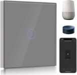 BSEED Interruptor de pared WiFi, interruptor inteligente de 1 vía con pantalla táctil gris, compatible con Alexa, Google Home, control de aplicaciones y función de temporizador 【Necesario neutro】