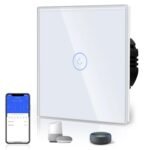 BSEED WIFI Interruptor de luz táctil inteligente, Interruptor táctil de pared con panel de vidrio (se requiere cable neutro) 1 unidad, 1 vía, blanco