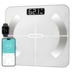 Báscula de Baño Digital, Báscula de Grasa Corporal y Músculos con App, Báscula de Peso Corporal Inteligente, 13 Monitores Composición Corporal Peso Músculo IMC, Máximo 180 kg