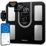 Báscula de Peso Corporal, Báscula Inteligente con Pantalla VA 9 en 1, Báscula de Baño de Alta Precisión 22, Composición Corporal, Frecuencia Cardíaca, IMC, Grasa Corporal, Compatible con iOS y