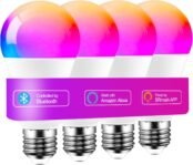 Bombilla inteligente iLC Alexa LED de 12 W, compatible con Alexa (se necesitan dispositivos Echo), E27 2700K-6000K CCT + colores RGB (paquete de 4)