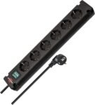 Brennenstuhl Bremounta regleta de 6 tomas con interruptor (regleta con enchufes de 90 grados, regleta con opción de montaje y cable de 3 m) negro