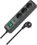 Brennenstuhl Eco-Line regleta con 3 salidas y protección contra sobretensiones (cable de 1,5 m, interruptor iluminado, protección contra sobretensiones hasta 13.500 A) antracita