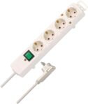 Brennenstuhl Regleta Comfort Line con 4 enchufes para montaje (cable de 2 m, interruptor iluminado, montable, enchufe plano) blanco