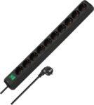 Brennenstuhl Regleta Eco-Line 10 tomas (regleta con mayor protección de contacto, interruptor y cable de 3 m) Negro | Regleta con mayor protección táctil, interruptor y cable de 3 m, negro