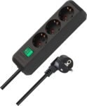 Brennenstuhl Regleta Eco-Line con 3 tomas (cable de 5 m, interruptor) negro