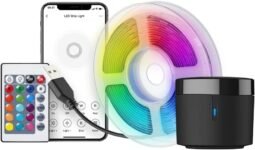 BroadLink Smart Remote Control Hub RM4 Mini TV Retroiluminado LED, Control TV Todo en Uno, Tiras LED, Aire Acondicionado, Compatible con Alexa, Google Home, IFTTT