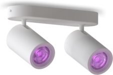 CALEX Foco de Techo LED Inteligente de Dos Luces (Ovalado), Giratorio, Colores RGB y Luz Fría, Regulable, Control por App y Voz, Blanco