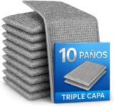 COAVEL 10 paños de acero inoxidable paños de alambre de limpieza difíciles de fregar la suciedad reutilizables estropajos de cocina de doble capa paño de metal mágico multiusos sin rayones