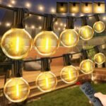 Cadena de luces LED para exteriores Control remoto 150 pies 150 pies G40 Cadena de luces para exteriores con bombillas IP44 para exteriores Luces de cadena resistentes a la intemperie para