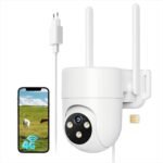 Cámara de Vigilancia Exterior 4G LTE Grabación 24/7 con Tarjeta SIM, Cámara PTZ de 360° con Detección Humana AI y Visión Nocturna Colorida, Audio Bidireccional, IP66 a Prueba de Agua