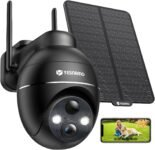 Cámara de Vigilancia WiFi Exterior Solar 2K Sin Cables, Cámara Solar YESNAMO con Batería Recargable, Visión Nocturna PTZ 360° Color, Sensor de Movimiento PIR, IP66, Sin Suscripción (Negro)