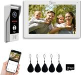 Cámara de timbre de puerta Visual 1080P con 7 pantallas táctiles (cable de 4 cables) intercomunicador de timbre de puerta Visual con detección de movimiento PIR