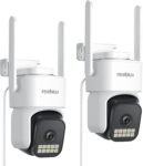 Cámara de vigilancia exterior 1080P con WiFi 2.4G/5G, cámara IP de vigilancia doméstica con visión nocturna en color, seguimiento automático, grabación 24/7, audio bidireccional, (paquete de 2)