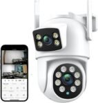 Cámaras para seguridad en el hogar, cámara 4K 8MP PTZ doble lente doble pantalla 4X zoom digital cámara IP 4MP HD seguimiento automático vigilancia CCTV al aire libre (8MP sin tarjeta SD)