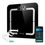 Cecotec Báscula de Baño Digital con APP Surface Precision Smart Healthy. Vidrio Templado, Bluetooth, Medición de Bioimpedancia con 10 Parámetros, Pantalla LCD, Peso Máximo 180 kg, 310 x 310 mm