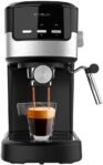 Cecotec Cafetera Espresso Compacta Power Espresso 20 Pecan. 1100 W, 20 Bares, Sistema Thermoblock, Vaporizador Orientable, Brazo Portafiltro de Doble Salida y 2 Filtros, 1,25 Litros