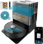 Cecotec Robot Aspirador y Fregador de Suelos con IA y Base Autovaciable Conga X70. Motor de succión 15000Pa, base 4 en 1, tecnología láser, trapeadores giratorios, cepillo lateral, App y Bluetooth