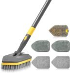 Cepillo Limpiador de Ducha con Mango Largo 142 cm, Cepillo Extensible 3 en 1 para Azulejos y Paredes, Incluye Fregador con Mango y Cabezal Intercambiable.