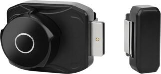 Cerradura de puerta inteligente, cerradura inteligente con huella dactilar para puertas correderas, cerraduras de seguridad electrónicas para el hogar, dormitorio, hotel, oficina, apartamento (negro