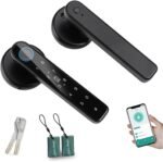 Cerradura inteligente con huella digital, cerradura electrónica 6 en 1, aplicación Tuya, tarjeta IC, NFC, huella digital, contraseña digital, llave mecánica