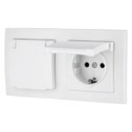 Conector hembra empotrable doble IP44, terminal enchufable, todo en uno, serie ET-1, blanco