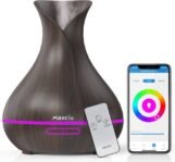 Difusor de Aroma Alexa 400ml Maxcio Humidificador Ultrasónico de Aceites Esenciales LED de 7 Colores 2 Modos de Niebla con Control Remoto Compatible con Amazon Alexa y Google Home