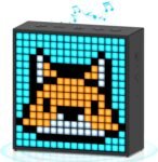 Divoom Timebox EVO Pixel Art – Altavoz LED Bluetooth con aplicación mediana Popr Control – Altavoz inalámbrico portátil inteligente con graves potentes – Micrófono (Negro)