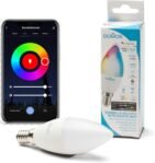 Domos – Bombilla LED tipo vela inteligente de 5,5 W | Bombilla para hogar inteligente E14 regulable y programable | Compatible con Alexa y Asistente de Google | Cambio de color RGB e intensidad
