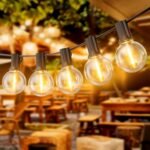 Dotrvmp Guirnalda de Luces para Exteriores 15M G40 Guirnalda de Luces LED Extensibles para Exteriores IP45 Impermeable con LED E12 Blanco cálido 2700K para jardín Patio Cafe Bod