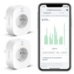 EIGHTREE Enchufe Inteligente WiFi con Medidor de Energía, Temporizador Programable, Control por Voz y App, Compatible con Alexa, Google Home, No Necesita Hub, 16A 3680W, 2 Piezas