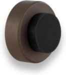 EVI Herrajes | Tope de puerta adhesivo | Colocación en la pared | Ø35x18mm | Latón con acabado rústico – Caucho negro | Antigolpes para Manijas | Diseño y Funcional| Mod. I-254/35-RU