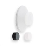 EVI Herrajes | Tope de puerta para colocación en pared | Ø45x17mm | Acero inoxidable lacado blanco | Goma blanca y negra incluida | Instalación con adhesivo o tornillos | Mod. I-260/45
