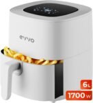 EVVO Freidora sin aceite Tasty Fryer – 6 litros, 1700W, Tecnología Dual Cyclone, Multifunción, hasta 200º