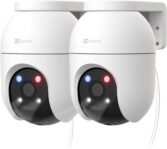 EZVIZ C8c 3K 360° Kit de cámara WiFi para exteriores, visión nocturna en color, detección humana/vehículo AI, seguimiento automático de zoom, defensa activa con luces/sirena, compatible con Alexa