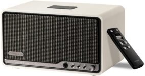 Edifier S300 Altavoces Retro de Escritorio, Audio de Alta Resolución Inalámbrico y por Cable, Potencia 80W (RMS), Bluetooth 5.4 Multipunto, WiFi Multisala (AirPlay 2), Entrada AUX y USB-C, Marfil