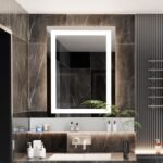 Espejo de Baño 60 x 80 cm Rectangular, Espejo de Baño con Luz LED, Botones Táctiles Inteligentes, Ajustable, 3 Temperaturas de Color, Vidrio Templado, Vertical/Horizontal.