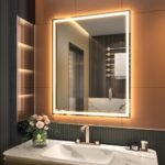 Espejo de baño LED, espejo de maquillaje de pared, inducción humana, Bluetooth, antivaho, impermeable IP44 + vertical y horizontal (80_x_100_cm)