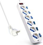 Ewent Regleta 6 Tomas con 6 Interruptores Iluminados Independientes e Interruptor General, con Protección contra Sobretensiones, 3500W, Cable 3m