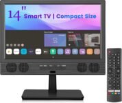 Feihe – Televisor pequeño Smart TV LED HD de pantalla plana de 14″ con sintonizador ATSC/HDMI/USB/AV para cocina, RV, caravana, dormitorio o entretenimiento mientras viaja