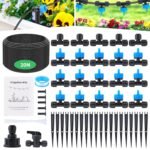 Forever Speed ​​Sistema de riego de jardín, 60 piezas, sistema de riego por goteo (tubos de riego de 20 m), sistema de riego de césped con ecualización de presión para jardín, invernadero, césped