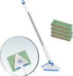 Fregona para Paredes | Fregona Triangular Giratoria de 360 ​​Grados para Azulejos con 4 Paños | Estropajo Multiusos Mango 120 cm para Suelos de Madera, Baldosas y Zócalos