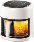 Freidora digital inteligente con pantalla a color, capacidad de 4,5 l, control táctil, freidora de aire visual para pollo y patatas fritas, función de horneado