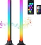 G-STORY Barra de luz LED RGB inteligente mejorada, luz de ritmo de sincronización de música activada por voz de 16,5″ con aplicación y control remoto, para juegos, PC, TV, fiesta (paquete de 2)